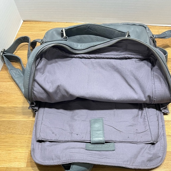 Free People East End Gray Leather Backpack Laptop Bag Carryall Commuter Tote main image 10